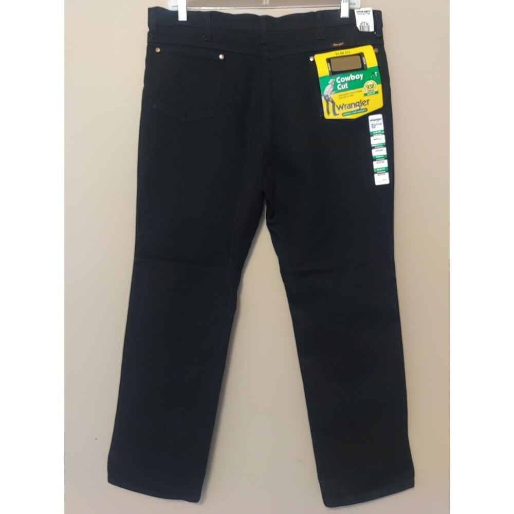 Wrangler Men Cowboy Cut Slim Fit Denim Black Jeans Size 40x32 NEW - Picture 3 of 7